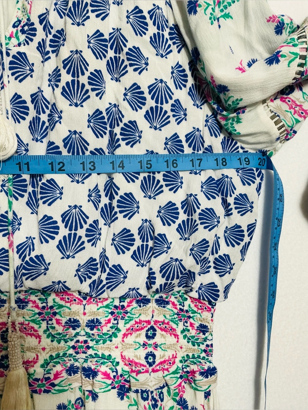 Chico’s Boho Floral Print Maxi Dress - Fits L/14) - Tassel Accents - Picture 9 of 13